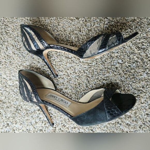 Jimmy Choo snakeskin lace heel sandals size 36.5 - Picture 4 of 10